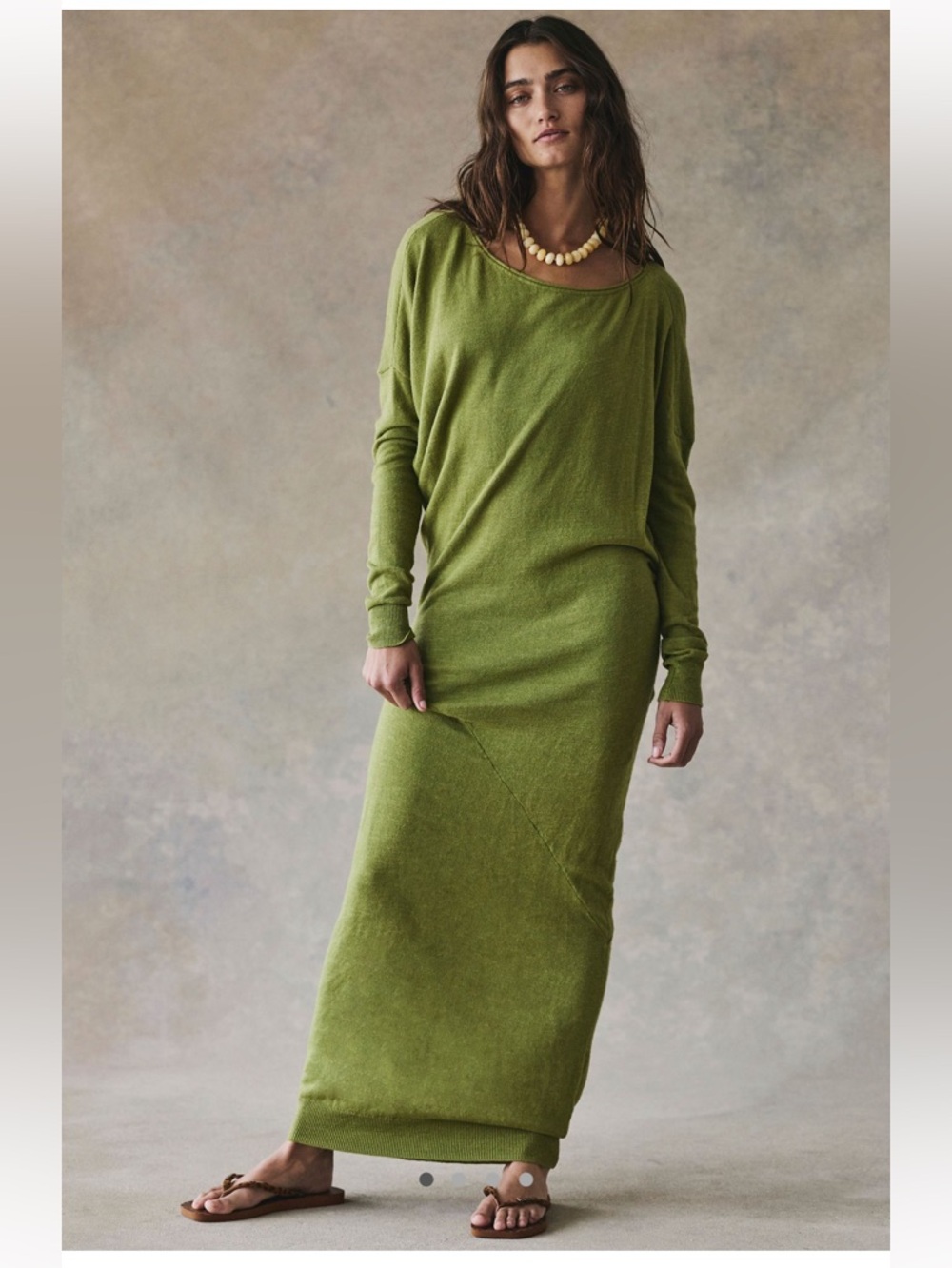 Free People Olive Green Long Knit Maxi Dress